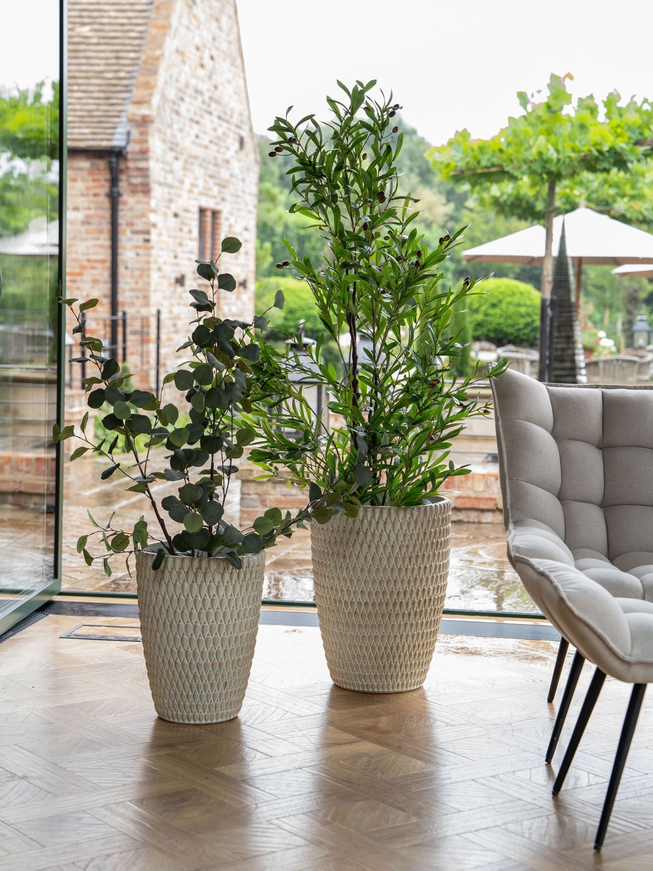 Mediterranean Reactive Glaze Ceramic Cream Planter